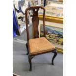 A Queen Anne design hardwood dining chair, possible colonial (A/F).