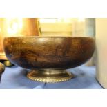 A turned wood bowl.