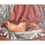A. Vergnier (Early 20th Century). A Reclining Nude in an Artist's Studio, Oil on Canvas, Signed.