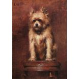 Julien Thibaudeau (19th Century) French. 'Capi' A Study of a Terrier Seated on a Stool, Oil on