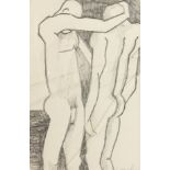 20th Century British School. A Pencil Sketch of Two Male Nudes, Signed Vaughan. 10" x 6".