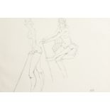 Peter Collins (1923-2001) British. Study of Two Scantily Clad Women Posing, Pencil Drawing, 13" x