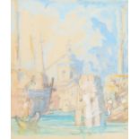 Frank Brangwyn (1867-1956) British. A View of the Dogana, Venice, Watercolour, Signed in Pencil. 10"