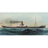 H. Crane (19th/20th Century). A Study of the 'Queen Eleanor' at Sea, Oil on Board, Signed. 6" x