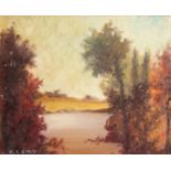 C. Lory, 20th Century. A River Landscape with Trees, Oil on Canvas, Signed. 16" x 20".