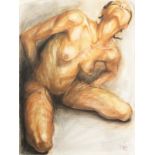 Sahoko Kasuga Blake (20th Century) Japanese. A Pair of Watercolour and Chalk Drawings of a Crouching