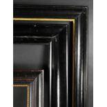 Three Ebonised Frames. 33" x 23.5" - 84cm x 59.75cm. 38.25" x 30" - 97cm x 76.25cm. 20.75" x 26.5" -