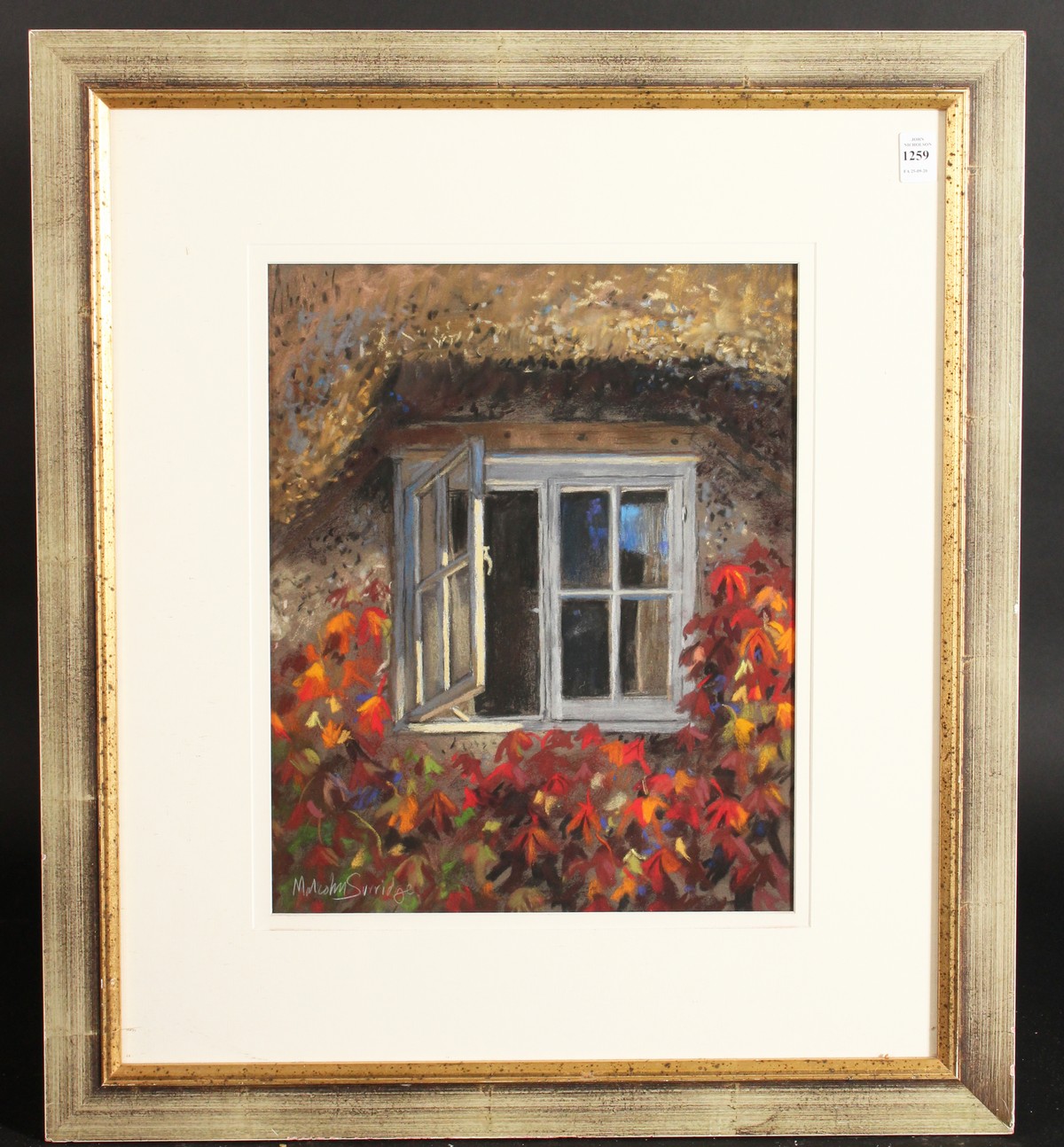 Malcolm Surridge, Surrey Artist. Open Window beneath a Thatched Roof, Pastel, Signed. 16" x 13". - Image 2 of 3