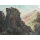 G.R. Wright. A Scene of Mountains in Shadow, Pastel, Signed and Dated 'Aug 1954. 11" x 15".