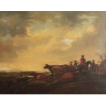 After Aelbert Cuyp, A Wooded Landscape with Drovers and their Cattle, Oil on Canvas, 23" x 28.75".