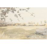 M. Boyd. A Scene of a Cricket Match in the Grounds of a Country House, Watercolour, Signed and Dated