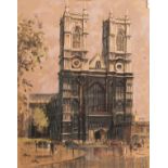 Aubrey Sykes (1910-1995) British. 'Westminster Abbey', a View of the Western Fa ade, Pastel,