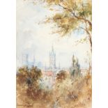 Conrad Carelli (1869-1956). 'Ypres, A Peep from the Ramparts', Watercolour, Signed. 9.5" x 6.5".