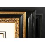 A Collection of Three Ebonised Frames. 14" x 13" - 35.5cm x 33cm. 16" x 9" - 40.75cm x 23cm. 16" x