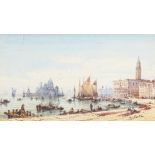 Gabrielle Carelli (1820-1900) Italian. 'Venice, View on the Riva Des Schiavoni', Watercolour, Signed