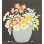 John Hall Thorpe (1874-1947) Australian. Still Life of Mixed Flowers, Woodblock, 7" x 6".