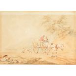 Peter La Cave (1769-1810). Horse and Cart on a Country Lane, Signed, 5" x 7" and another by the same