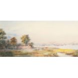 Circle of Frank Watson Wood. 'Southampton Water from Hythe', Watercolour. 5" x 11".