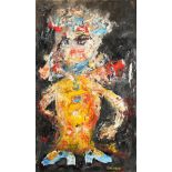 Carenza (20th Century) French School. 'Masquerade' a Semi Abstract Figure, Oil on Board, Signed