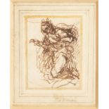 An Old Master Drawing of a Figure in a Tortoiseshell Frame. 2.5" x 2".