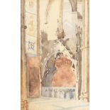 Early 20th Century British School. A Church Interior, Watercolour, Initialled E.R.B., 12" x 7.5",