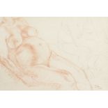 A Chalk & Pencil Study of Pregnant Women Signed 'John' and Dated 1928. 14" x 21".