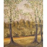 20th Century American School. A Scene from Central Park, Oil on Board. 18" x 15".