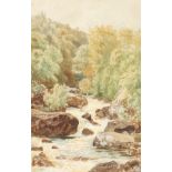 19th Century English School. A Waterfall with Woods Beyond, Watercolour, Indistinctly Signed and