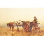 John Terris (1865-1914) British. Figure on a Horse and Cart, Watercolour, Signed. 12" x 17.5".