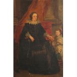 Follower of Van Dyck. A Pair of Portraits of a Wealthy Couple with their Children, Oil on Canvas.