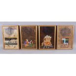 A SET OF FOUR FRAMED 19TH CENTURY INDIAN HAND PAINTED MUGHAL ART, each painting framed and with an