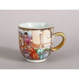 A GOOD 18TH CENTURY CHINESE QIANLONG FAMMILE ROSE PORCELAIN COFFEE CUP , the body decorated with