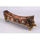 A GOOD CHINESE TIBET BRASS ONLAID BUDDHISTIC INLAID INCENSE BURNER / HOLDER, with on laid silvered