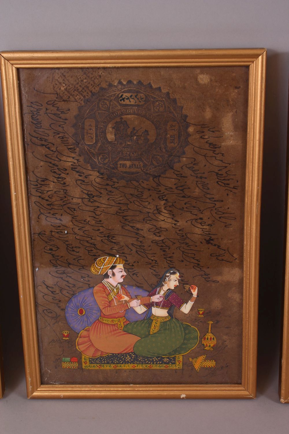 A SET OF FOUR FRAMED 19TH CENTURY INDIAN HAND PAINTED MUGHAL ART, each painting framed and with an - Image 3 of 5