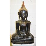 A FINE LARGE 17TH / 18TH CENTURY THAI BRONZE FIGURE OF BUDDHA,, in a seated bhumisparsha position,