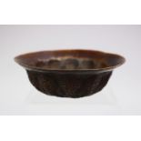 A GOOD CHINESE BRONZE ARCHAIC MOULDED DISH, the dish decorated with archaic form, the basew with a