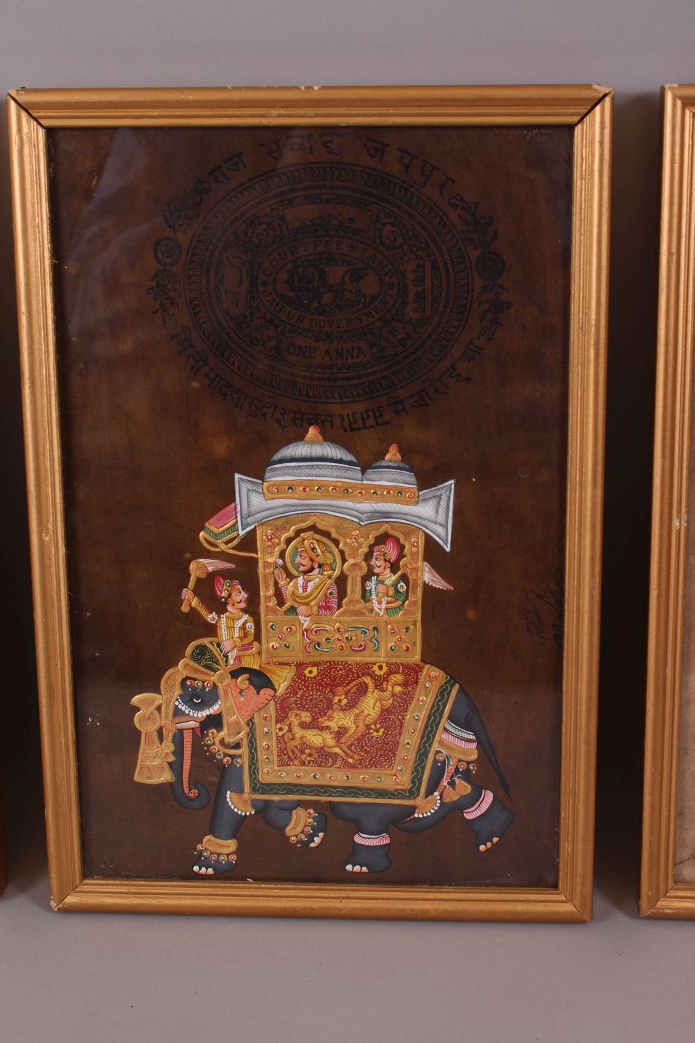 A SET OF FOUR FRAMED 19TH CENTURY INDIAN HAND PAINTED MUGHAL ART, each painting framed and with an - Image 4 of 5