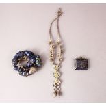 A COLLECTION OF THREE 19TH CENTURY INDIAN ENAMELLED SILVER JEWELLERY ITEMS,