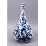A FINE LARGE 17TH/18TH CENTURY PERSIAN SAFAVID POTTERY BOTTLE VASE, painted with floral