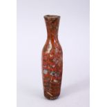 A GOOD MAMLUK MARVERED GLASS MINIATURE VASE, 9CM.