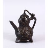 A CHINESE MING DYNASTY BRONZE DOUBLE GOURD SHAPED WATER DROPPER, 8cm high.