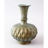 AN EARLY INDIAN MOULDED BRONZE BOTTLE VASE, 17CM