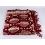 A 19TH CENTURY INDIAN / EASTERN SILK SHAWL / TEXTILE,