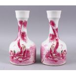 A GOOD PAIR OF CHINESE REPUBLIC STYLE FAMILLE ROSE PORCELAIN VASES, with immortal figure beneath a