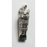 A CAST SILVER RABBIT NOVELTY WHISTLE.