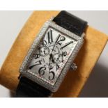 A SUPERB FRANCK MULLER LONG ISLAND .750 WHITE GOLD AND DIAMOND WATCH, No. 04 of 1100, with