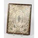 A VICTORIAN PIERCED SILVER COVERED BLOTTER.