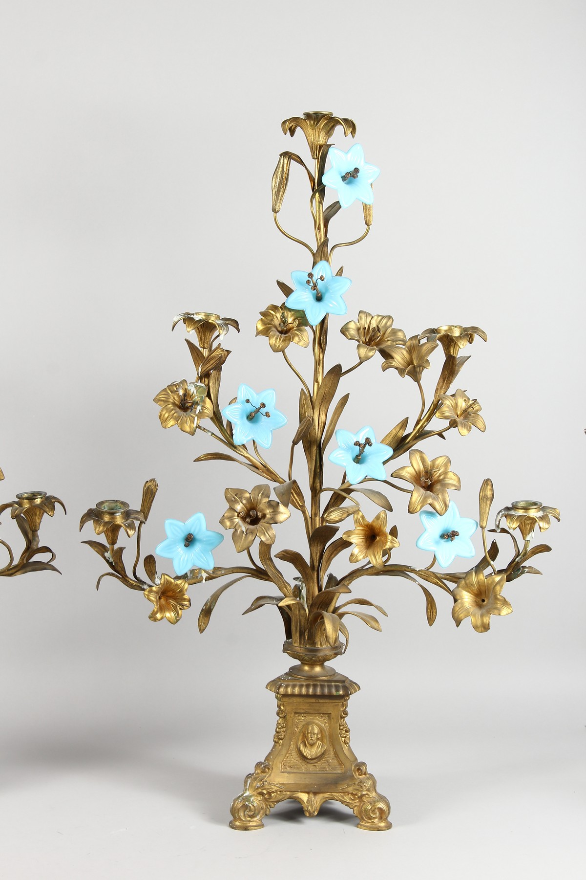 A PAIR OF 19TH CENTURY ORMOLU CANDELABRA, of naturalistic form, with leaves and flowers, the stems - Image 3 of 6