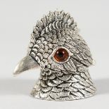 A SILVER PLATE COCKATOO INKWELL.