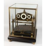 A GOOD MODERN ROLLING BACK CLOCK, housed in a glass case. 20.5ins high.